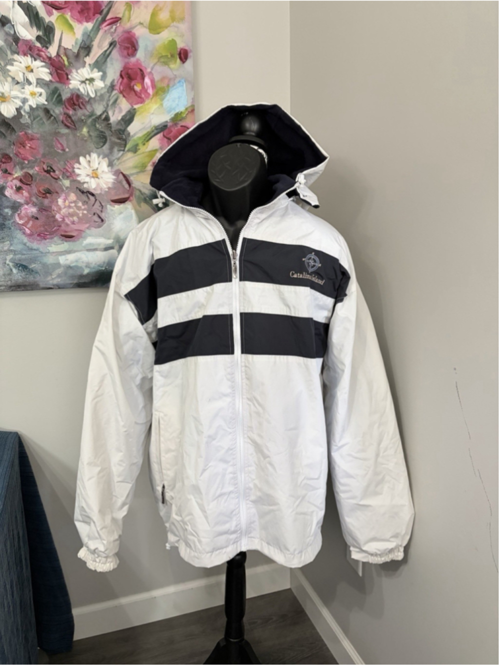Catalina Island Reversible Jacket XL Hooded Windbreaker Fleece Full Zip